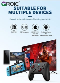 GROIC Switch Controllers Compatible Switch/Lite/OLED with 6-axis Motion Control and Rumble Vibration,Turbo, ALPS Joysticks, Wireless Controller Hall Effect Sensing Joystick  - Image 4