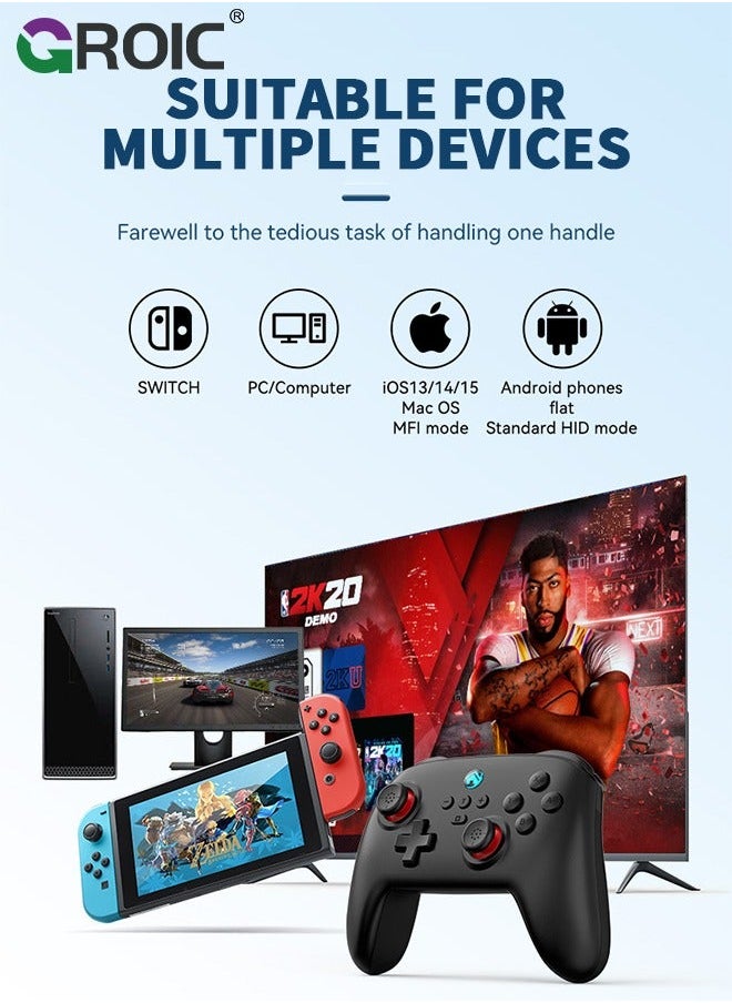 GROIC Switch Controllers Compatible Switch/Lite/OLED with 6-axis Motion Control and Rumble Vibration,Turbo, ALPS Joysticks, Wireless Controller Hall Effect Sensing Joystick  - Image 4