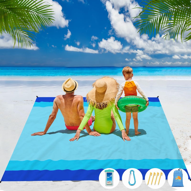 Aroveea Beach Blanket Waterproof Sandproof 1-7 Adult Oversized 78 '' Ã— 81 '' Lightweight Durable Compact Sand Free Beach Mat for Travel Camping Hiking Picnic Blanket - Image 1