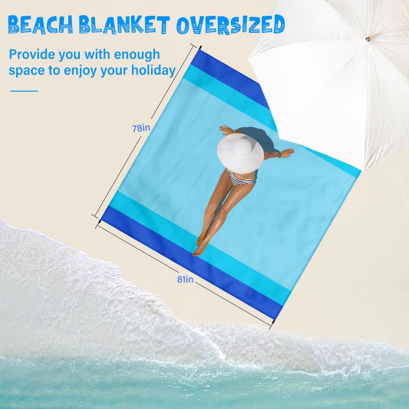 Aroveea Beach Blanket Waterproof Sandproof 1-7 Adult Oversized 78 '' Ã— 81 '' Lightweight Durable Compact Sand Free Beach Mat for Travel Camping Hiking Picnic Blanket - Image 2