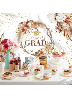 Rsuuinu Boho Floral Graduation Backdrop Congrats Grad Flower Class Of 2023 Banner Background College Prom Party Supplies Decorations Event Decor Portrait Photography Selfie Photo Booth Props 7X5Ft  - Image 4