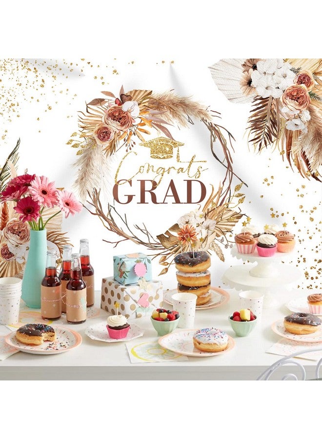 Rsuuinu Boho Floral Graduation Backdrop Congrats Grad Flower Class Of 2023 Banner Background College Prom Party Supplies Decorations Event Decor Portrait Photography Selfie Photo Booth Props 7X5Ft - Image 4