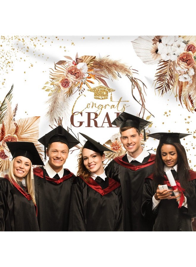 Rsuuinu Boho Floral Graduation Backdrop Congrats Grad Flower Class Of 2023 Banner Background College Prom Party Supplies Decorations Event Decor Portrait Photography Selfie Photo Booth Props 7X5Ft - Image 5