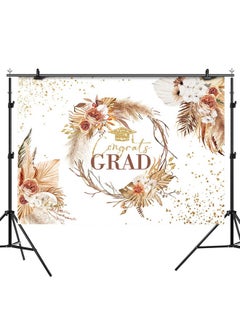 Rsuuinu Boho Floral Graduation Backdrop Congrats Grad Flower Class Of 2023 Banner Background College Prom Party Supplies Decorations Event Decor Portrait Photography Selfie Photo Booth Props 7X5Ft  - Image 3