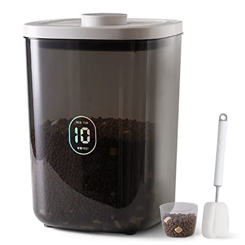 LivLab 25 lbs Rice Dispenser,10.5 Qt/10 L/22-25 lbs Rice Container Storage with Measuring Cup & Brush Food Cereal Container Bins Household for Kitchen Pantry Organization (AY-10KG-GREY) - Image 1
