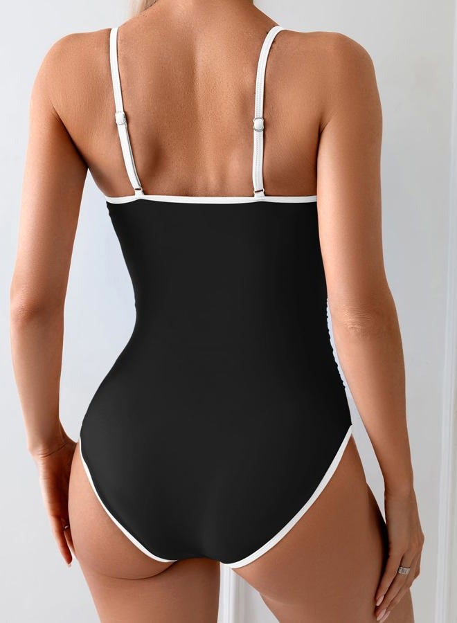 Eomenie Women's One Piece Swimsuit Tummy Control Slimming Bathing Suit Color Block Spaghetti Strap 1 Piece Swim Suit Swimwear - Image 4
