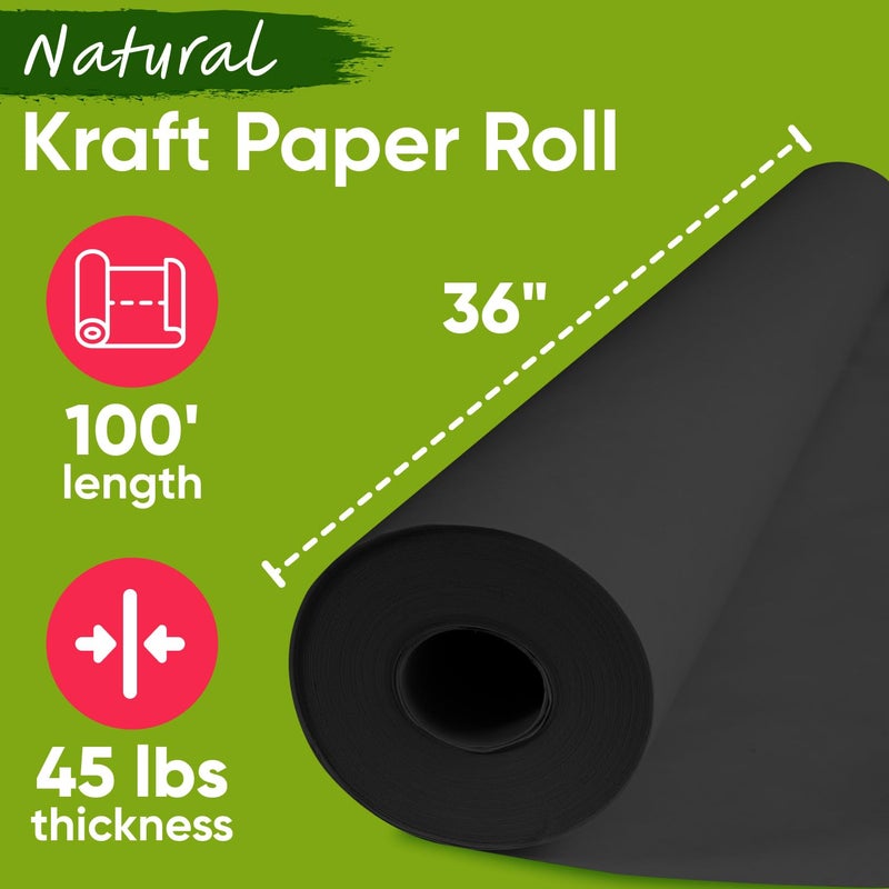 Paclord 36" x 1200" USA Made Black Kraft Paper Roll, 45 lbs Thickness, American Quality Paper for School, Crafts, Art, Bulletin Board - Odorless, Non-Toxic, Safe for Kids - Image 2