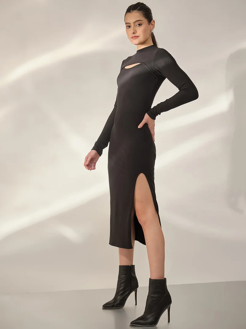 بانيت فستان طويل (Long) مضلّع محكم لتقسيم الجسم (Bodycon)