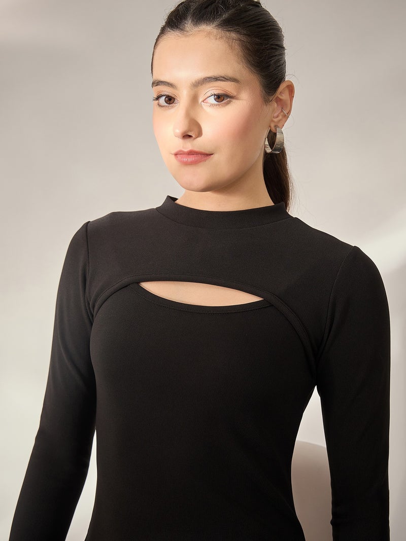 بانيت فستان طويل (Long) مضلّع محكم لتقسيم الجسم (Bodycon) - Image 3