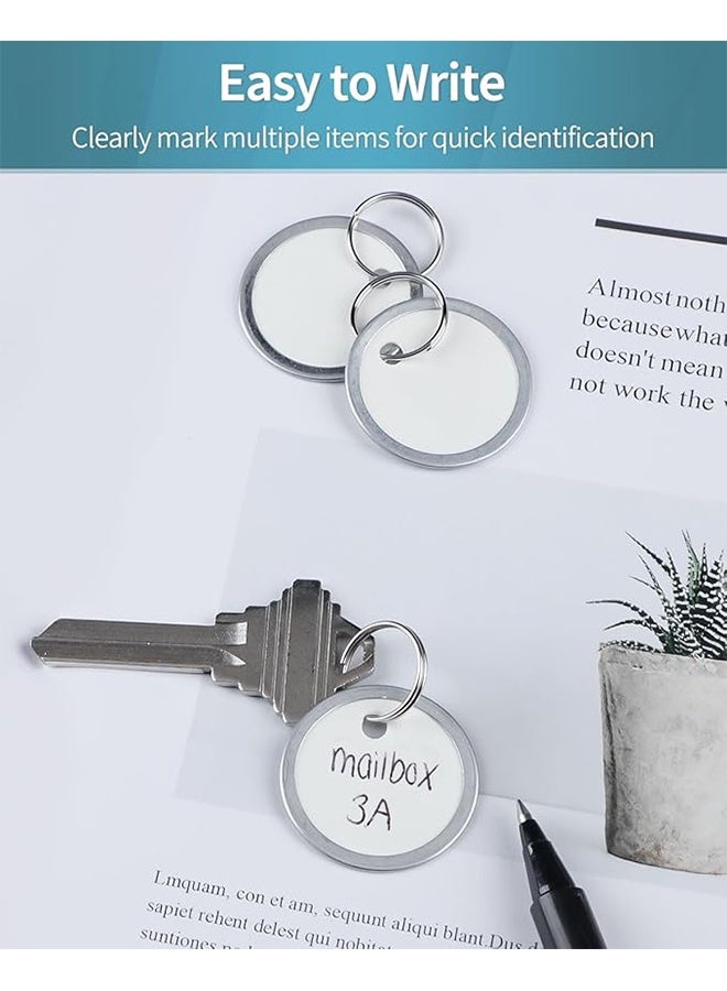 50 Pcs Key Tags 1 Inch White Paper Labels Writable Round Plastic Key Chain Tags with Split Rings Sturdy Lightweight Item Identifiers - Image 4