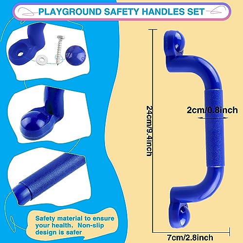 Restroma 8 Pieces Playground Safety Handles for Kids Playground Handles Swing Set Accessories Safety Hand Grips for Playset Playhouse Treehouse Climbing Frame GreenBlueYellowRed - Image 5