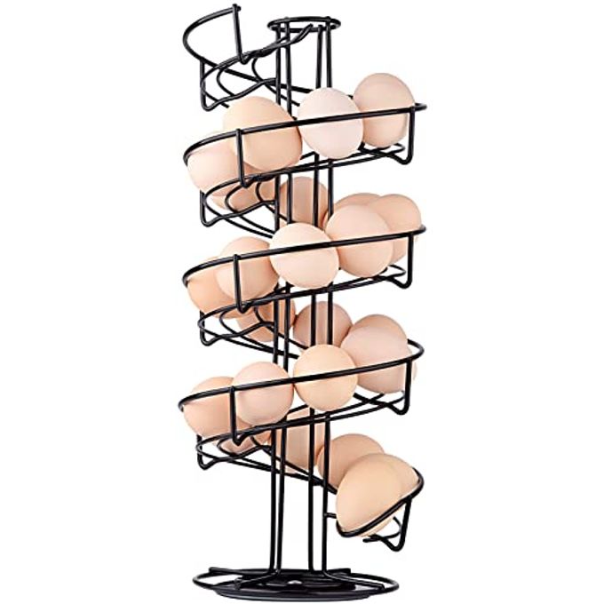 TopLife Spiral Design Metal Egg Skelter Dispenser Rack, Storage Display Rack, Black - Image 4