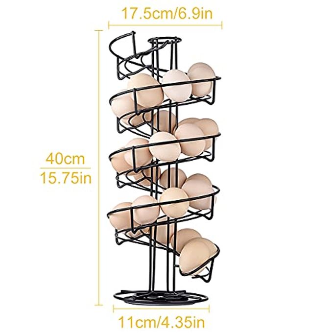 TopLife Spiral Design Metal Egg Skelter Dispenser Rack, Storage Display Rack, Black - Image 2