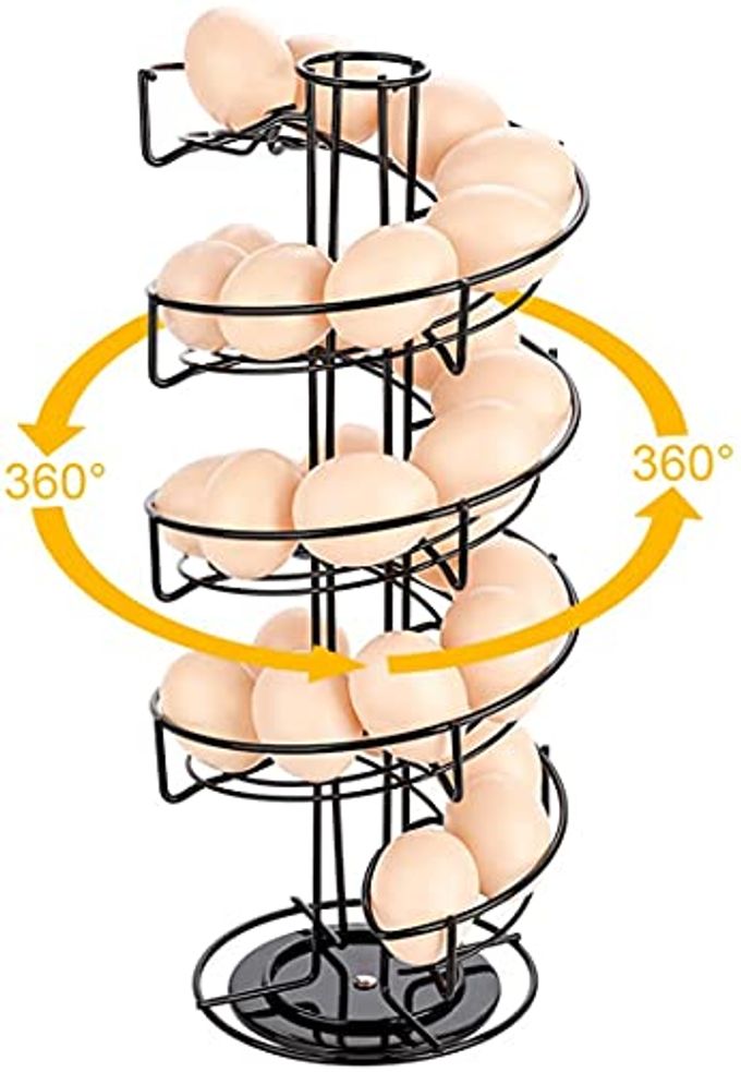 TopLife Spiral Design Metal Egg Skelter Dispenser Rack, Storage Display Rack, Black - Image 3