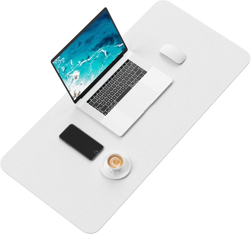 Hsurbtra Desk Pad, 30" x 14" PU Leather Desk Mat, XL Extended Mouse Pad, Waterproof Desk Blotter Protector, Ultra Thin Large Laptop Keyboard Mat, Non-Slip Desk Writing Pad for Office Home, White - Image 2