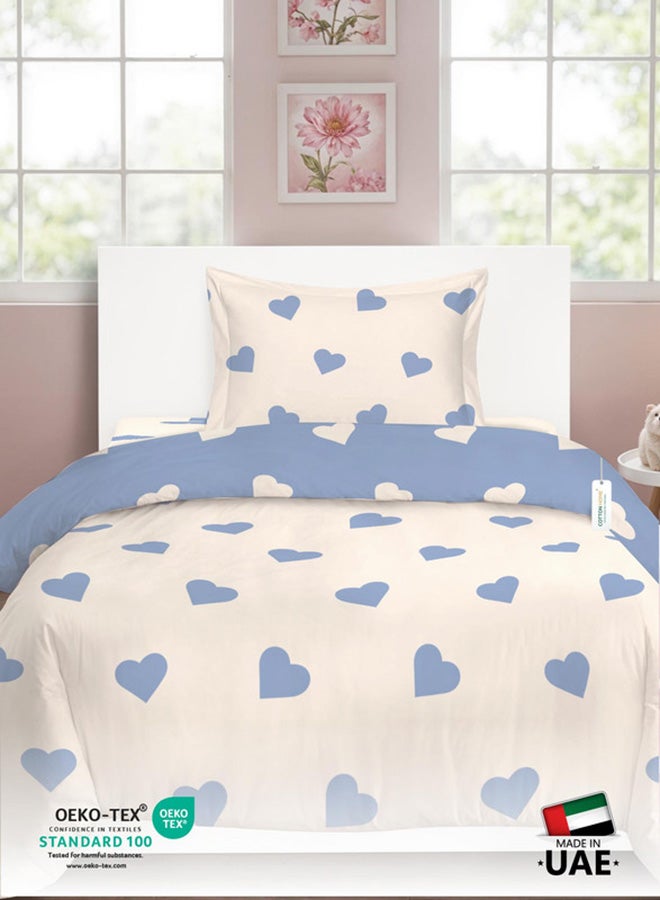 Cotton home طقم غطاء لحاف أطفال من القطن 3 قطع - 135x220 تصميم قلوب السماء 100% قطن فاخر - Image 5
