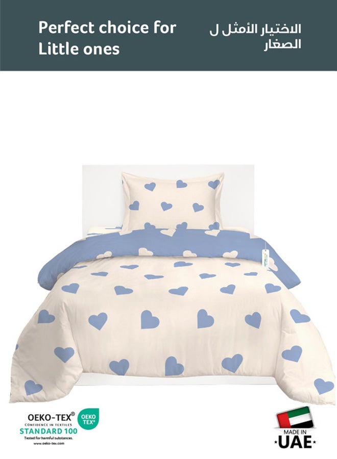 Cotton home طقم غطاء لحاف أطفال من القطن 3 قطع - 135x220 تصميم قلوب السماء 100% قطن فاخر - Image 2
