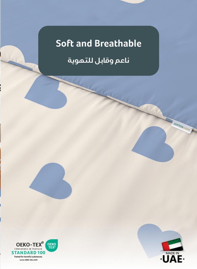 Cotton home طقم غطاء لحاف أطفال من القطن 3 قطع - 135x220 تصميم قلوب السماء 100% قطن فاخر - Image 3