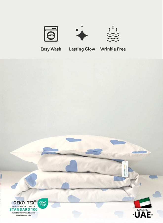 Cotton home طقم غطاء لحاف أطفال من القطن 3 قطع - 135x220 تصميم قلوب السماء 100% قطن فاخر - Image 4