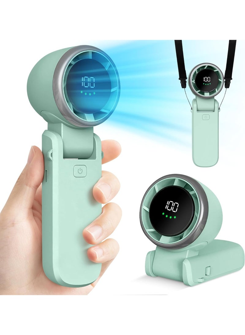 Bukela Personal Portable Handheld Fan, 5000Ah Battery Powered Rechargeable 20H Runtime, 5 Speeds Turbo Cooling Technology Hand Held Fans for Outdoor Travel Camping Hiking (green) - Image 1