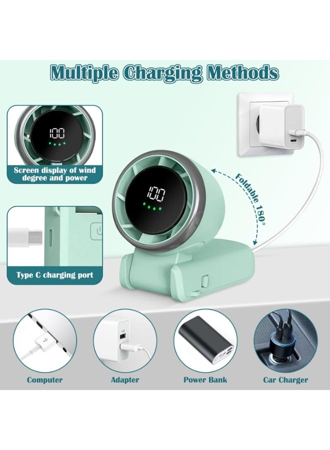 Bukela Personal Portable Handheld Fan, 5000Ah Battery Powered Rechargeable 20H Runtime, 5 Speeds Turbo Cooling Technology Hand Held Fans for Outdoor Travel Camping Hiking (green) - Image 2