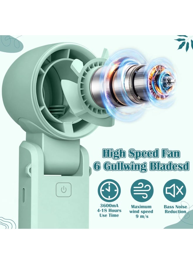 Bukela Personal Portable Handheld Fan, 5000Ah Battery Powered Rechargeable 20H Runtime, 5 Speeds Turbo Cooling Technology Hand Held Fans for Outdoor Travel Camping Hiking (green) - Image 3