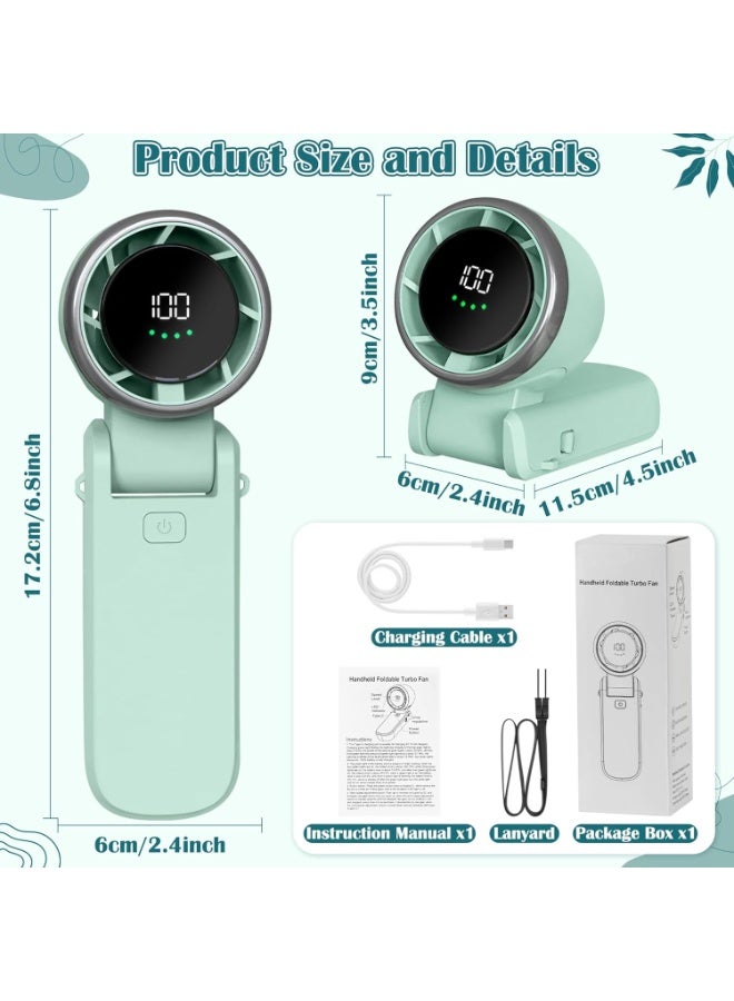 Bukela Personal Portable Handheld Fan, 5000Ah Battery Powered Rechargeable 20H Runtime, 5 Speeds Turbo Cooling Technology Hand Held Fans for Outdoor Travel Camping Hiking (green) - Image 4