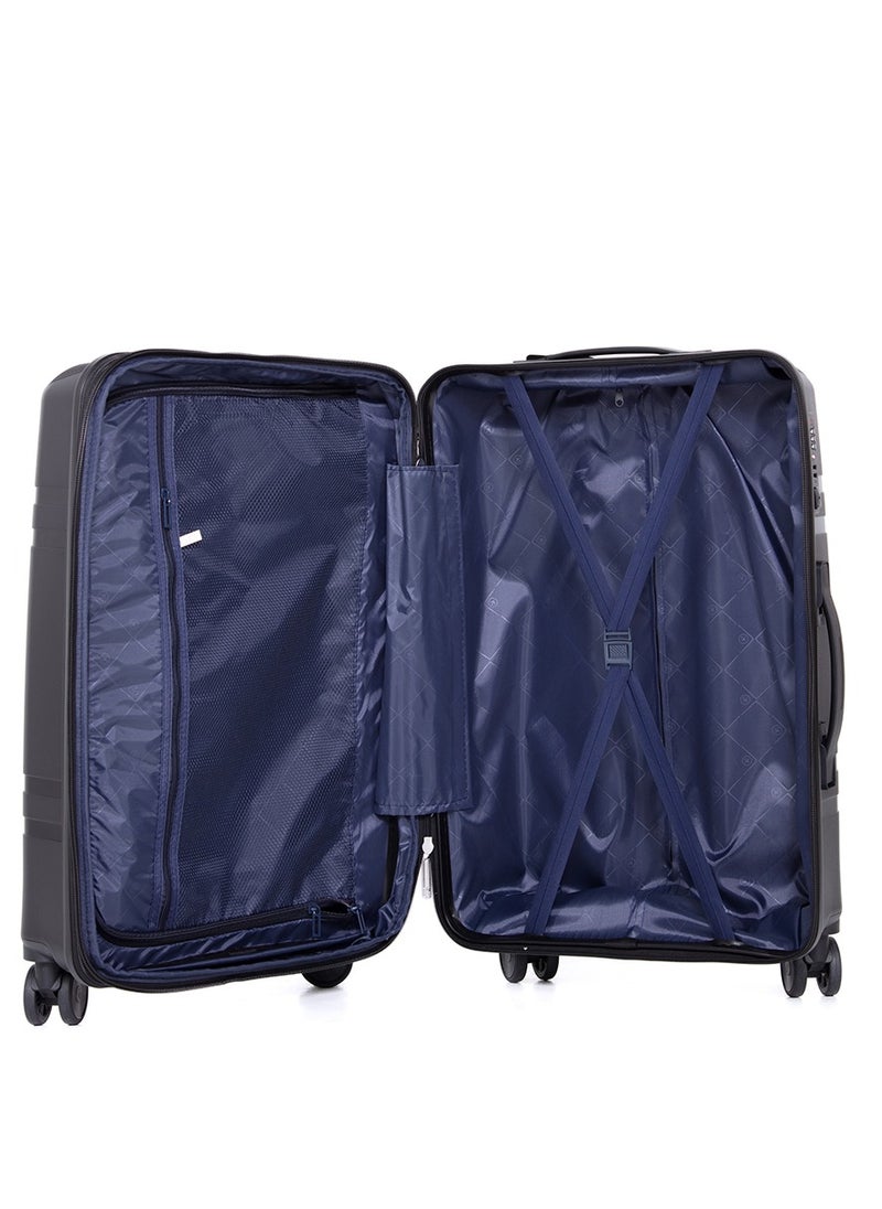 H.T H.T Luggage Bag Set of 3 Pcs, Hard Case Polypropylene (PP) Material, Matching Color Suitcases, 8x360 Degree Spinner Wheels, Expandable Trolley Bag, Telescopic Handle, TSA Lock, SKU HT6939 - Black  - Image 4