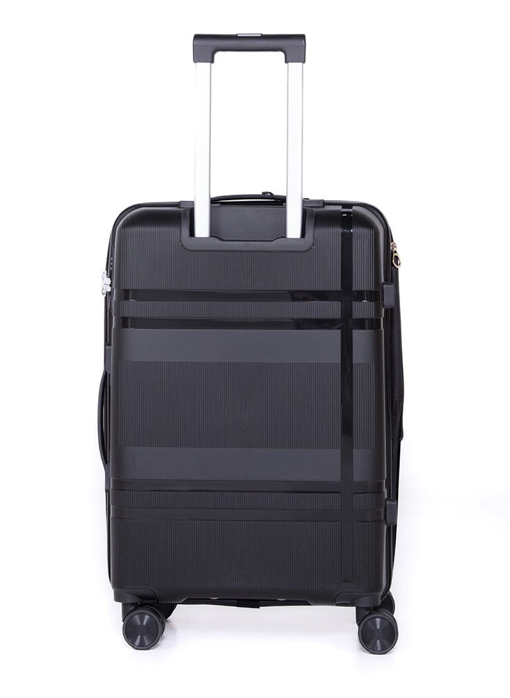 H.T H.T Luggage Bag Set of 3 Pcs, Hard Case Polypropylene (PP) Material, Matching Color Suitcases, 8x360 Degree Spinner Wheels, Expandable Trolley Bag, Telescopic Handle, TSA Lock, SKU HT6939 - Black  - Image 3