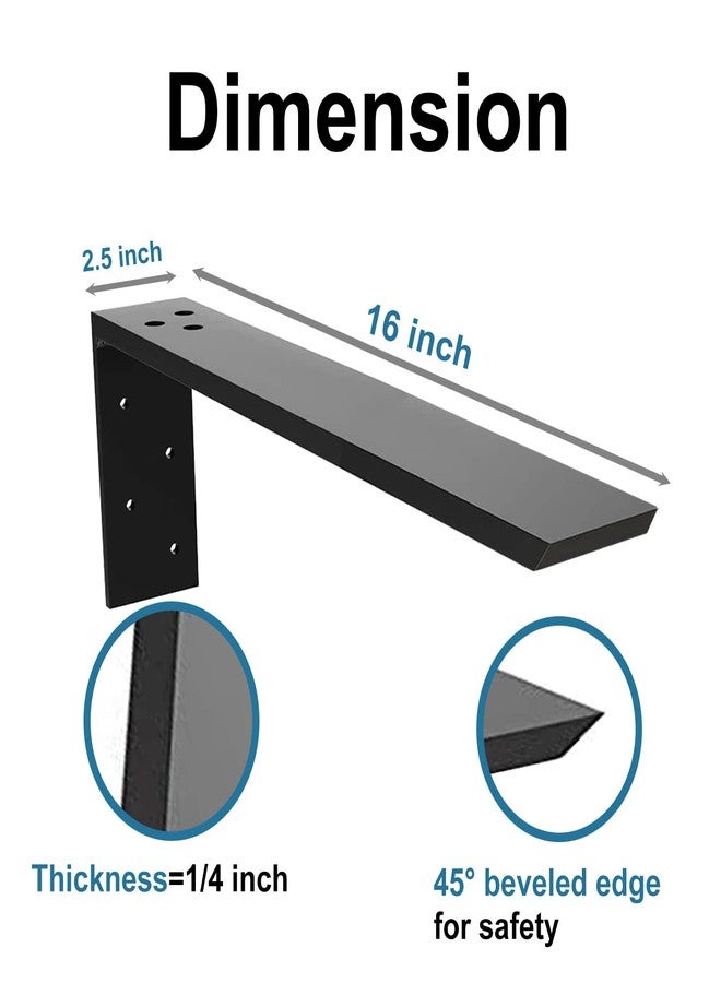 WINKER Countertop Support Bracket 2 Pack Heavy Duty Granite Hidden Forward L Shelf Bracket 12" x 6" x 2 1/2" Metal Corbels for Quartz/Wood/Concret/Laminate Countertops - Image 2