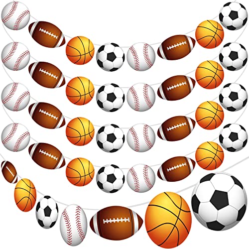 Lewtemi 6 Pcs Sports Theme Banner Sports Garland Birthday Party Decorations Hanging Banners Bunting Birthday Baby Shower Party Supplies - Image 1