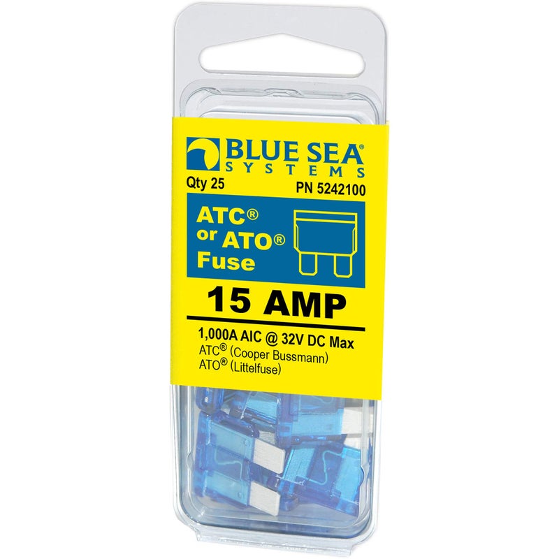 Blue Sea Systems Blue Sea Systems 5242100 15A ATO/ATC Fuse, 25 Pack 