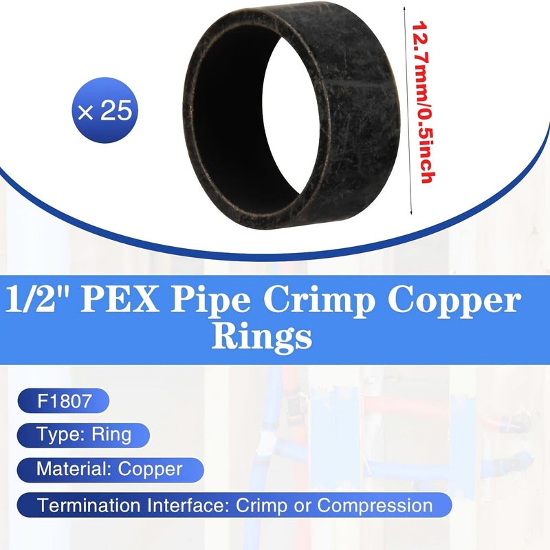 25 Pcs 1 2 Inch PEX Crimp Rings For PEX Pipe Connection - Image 2