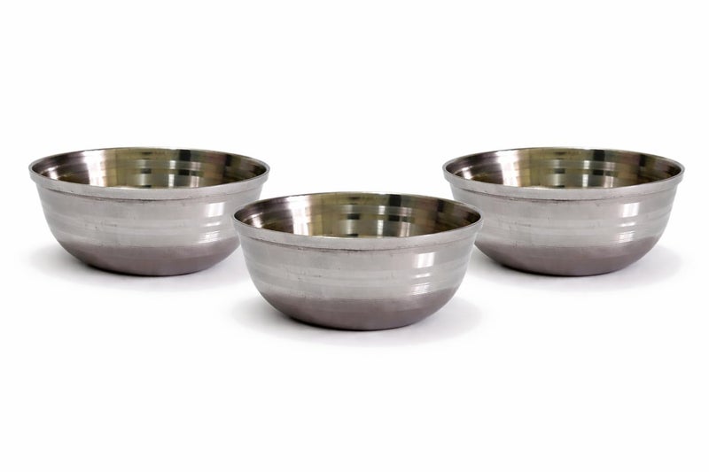 GS KITCHENWARE GS Heavy Gauge Stainless Steel Bowl Vati, Steel Bowl/Wati/Katori Set, 8.5 cm Dia, Set of 3, 150 ML, Silver. - Image 1
