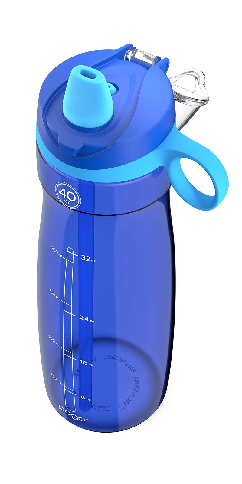Pogo BPA-Free Tritan Plastic Water Bottle with Soft Straw, 40 Oz, Blue - Image 4