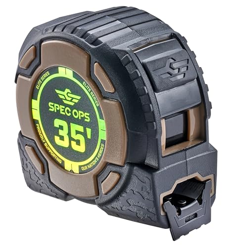 Spec-Ops Spec Ops Tools Elite Series Tape Measure for Measuring Layout 1 14 DoubleSided Blade Heavy Duty MilitaryGrade Composite Case 35 Foot NonMagnetic - Image 1