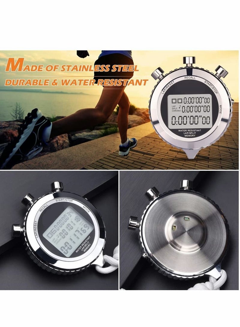 Y&D Sports Stopwatch Silent Timer Lap Split Digital Metal with Clock Calendar Alarm, 100 Memory  Large Display Lanyard Suit For Sports Coach Referee  Fitness Testing - Image 2