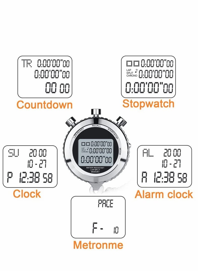Y&D Sports Stopwatch Silent Timer Lap Split Digital Metal with Clock Calendar Alarm, 100 Memory  Large Display Lanyard Suit For Sports Coach Referee  Fitness Testing - Image 4