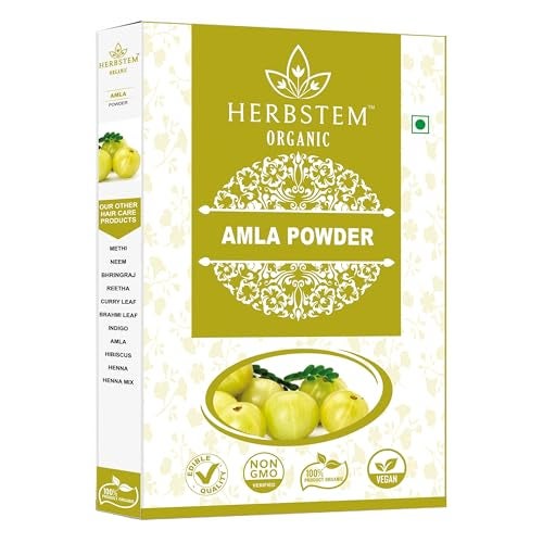 Herbstem 100% Natural Amla Indian Gooseberry Fruit Powder for Hair Growth, Skin, Drinking and Eating (100g) - Image 1