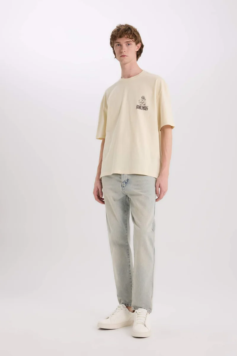 ديفاكتو Oversize One Piece Crew Neck Printed Short Sleeve T-Shirt