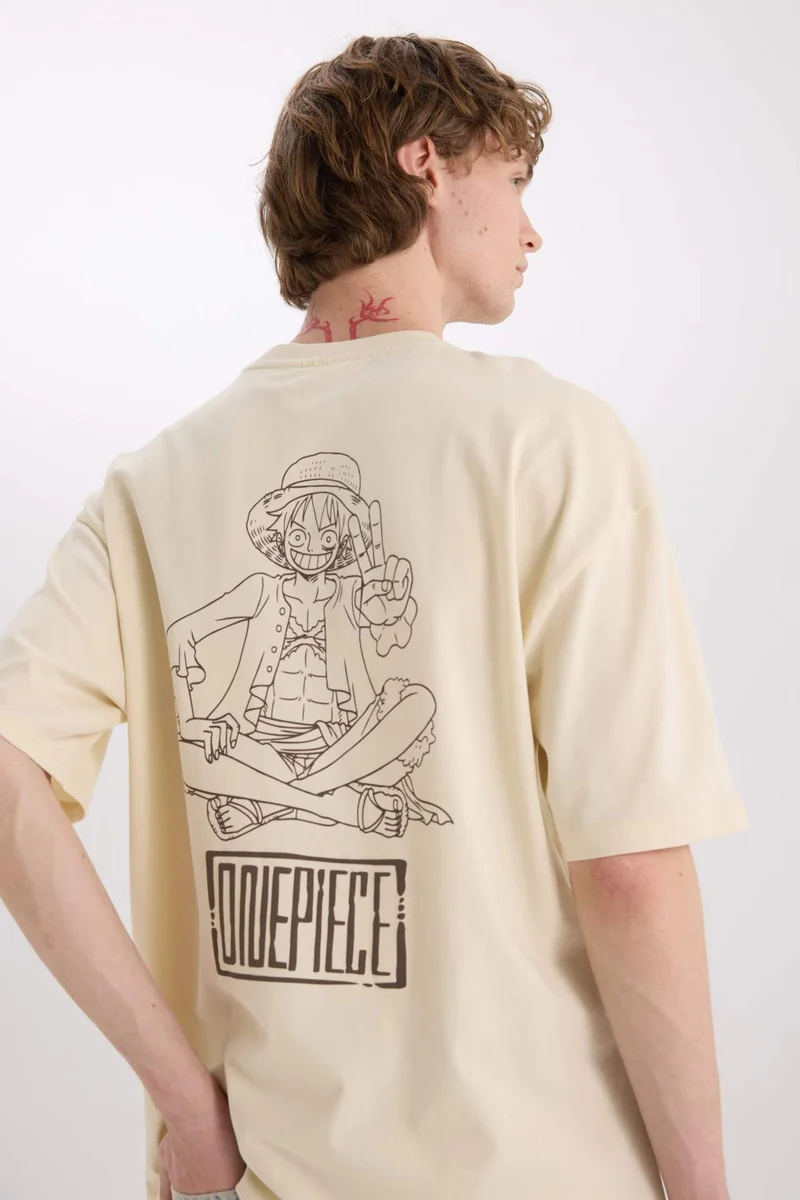ديفاكتو Oversize One Piece Crew Neck Printed Short Sleeve T-Shirt