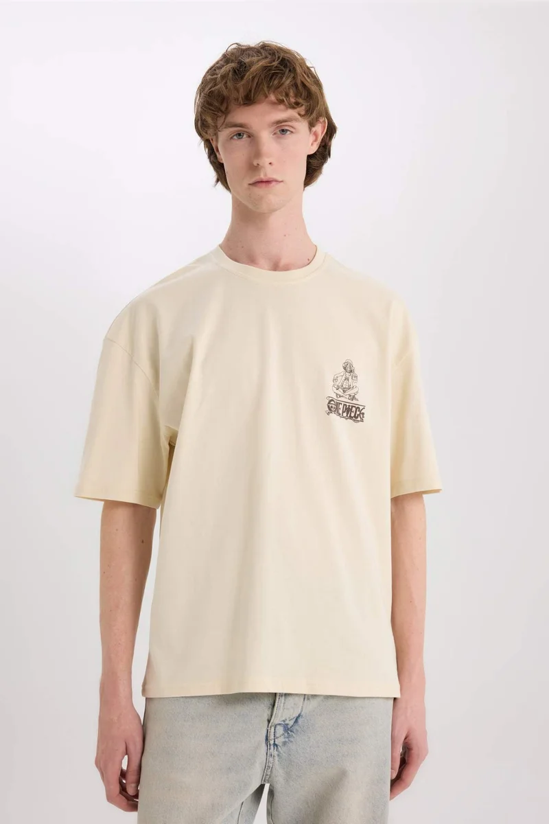 ديفاكتو Oversize One Piece Crew Neck Printed Short Sleeve T-Shirt