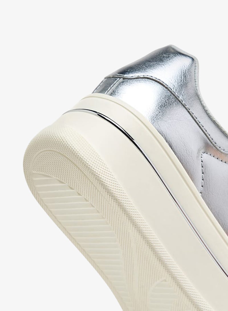 Celeste Women's Metallic Ankle Sneakers with Lace-Up Closure - Image 4