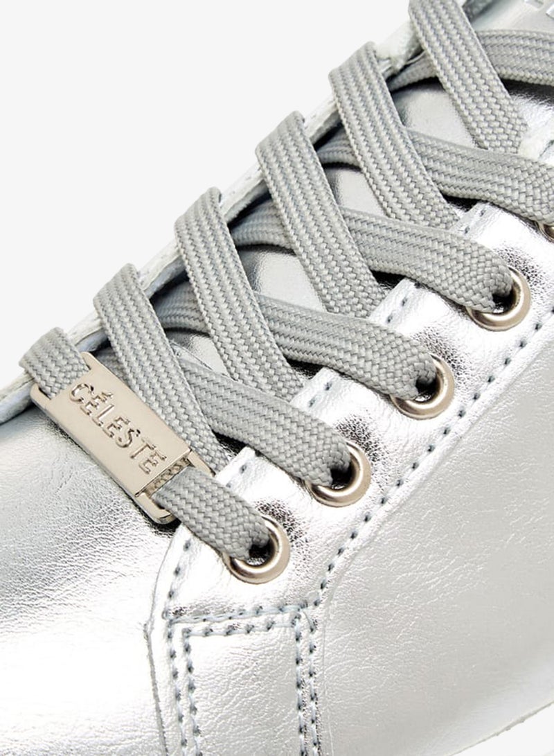 Celeste Women's Metallic Ankle Sneakers with Lace-Up Closure - Image 5