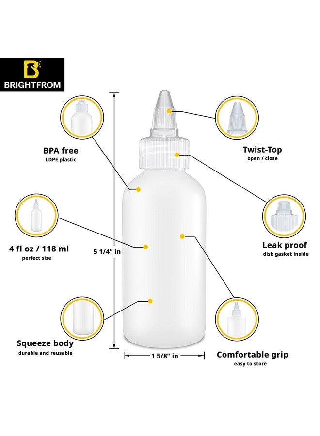 BRIGHTFROM Condiment Squeeze Bottles - 4 Oz Squirt Empty Bottles, Clear Twist Top Cap, Leak Proof - Great For Ketchup, Mustard, Syrup, Sauces, Dressing, Oil, Arts & Crafts, Bpa-Free - Pack Of 2 - Image 2