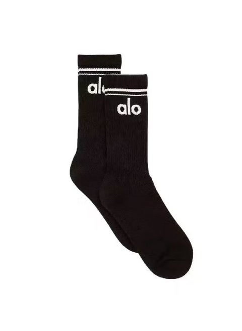 ALO long stockings, soft and breathable, comfortable to wear, for sports and casual wear-BLACK