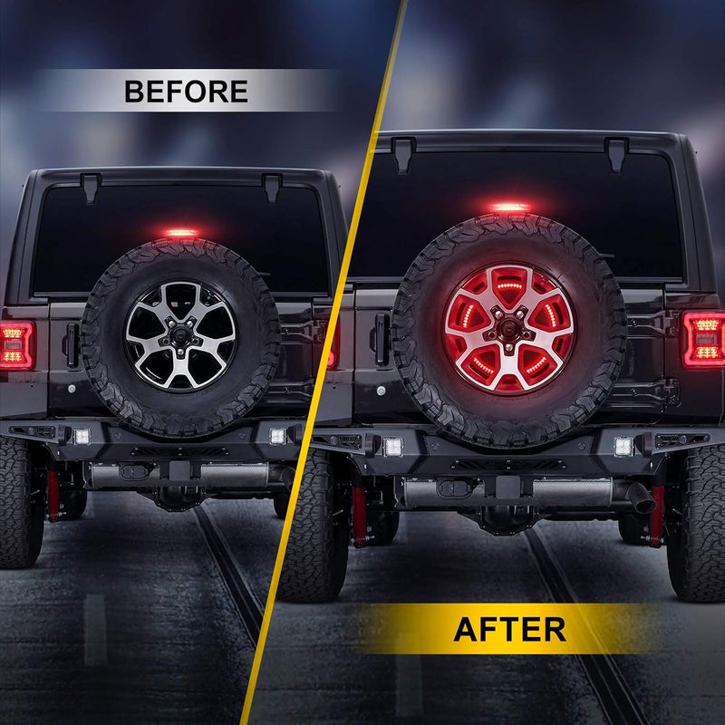SUPAREE Plug and Play Spare Tire Brake Light Wheel 3rd Third Brake Light JL Spare Tire Light fits for Wrangler JL JLU 2018-2025 with Back Up Camera - Image 4