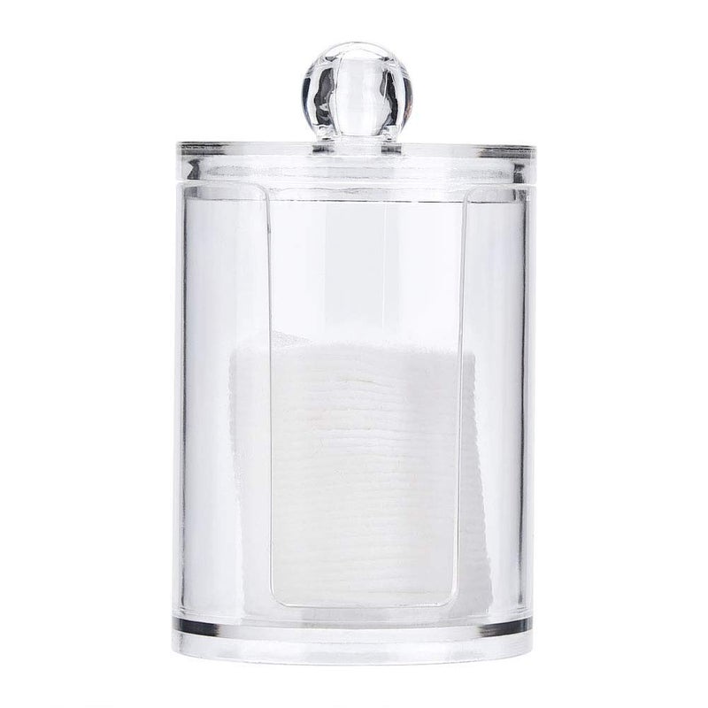 Cyrox Transparent Cosmetic Cotton Storage Box Round Makeup Removal Cotton Wipes/Pad Dispenser Holder Containers for Makeup Room, Bathroom, Dressing Table (1Pcs) - Image 1