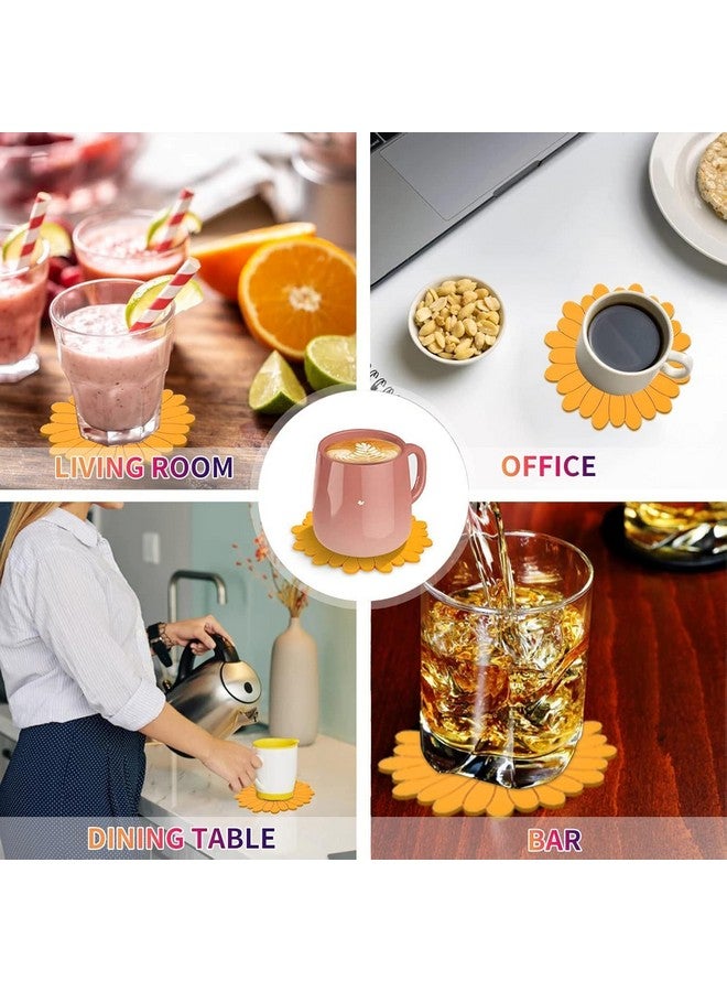 SUNBEET Sunflower Design Silicone Cup Mats for Table,Coasters for Drinks Non-Slip Cup,Coasters Soft Coaster for Tabletope Protection Sunflower Trivest Pads (10 CM) (Pack of 2) - Image 3