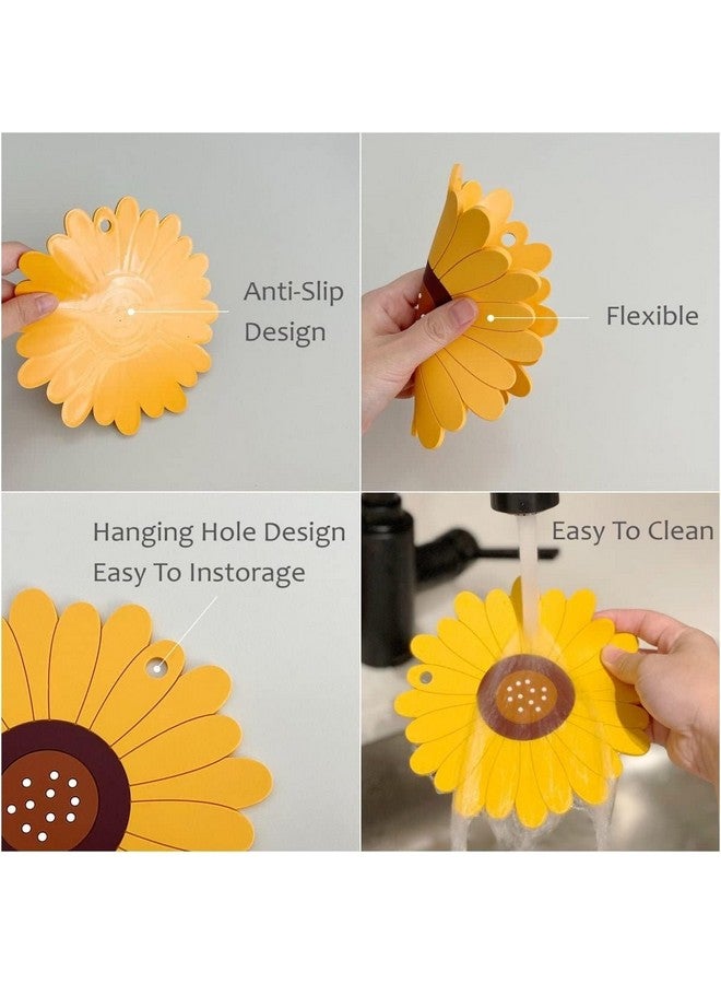 SUNBEET Sunflower Design Silicone Cup Mats for Table,Coasters for Drinks Non-Slip Cup,Coasters Soft Coaster for Tabletope Protection Sunflower Trivest Pads (10 CM) (Pack of 2) - Image 4